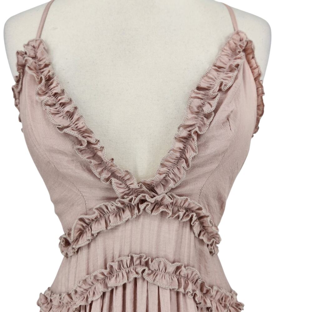 NWT Princess Polly The Dawning Mini Dress Mocha Pink Ruffle Hem Feminine Flirty - Picture 8 of 10